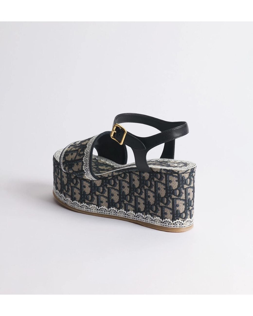 Dior Black Dentelle Wedge Sandal