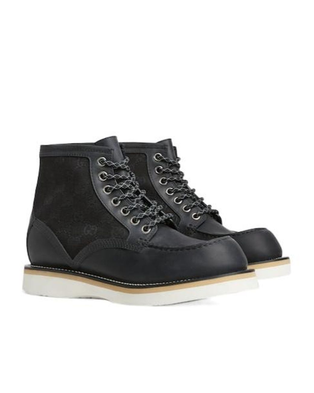 Gucci Monogrammed Lace-Up Ankle Boots in Black for Men | Lyst display picture 1