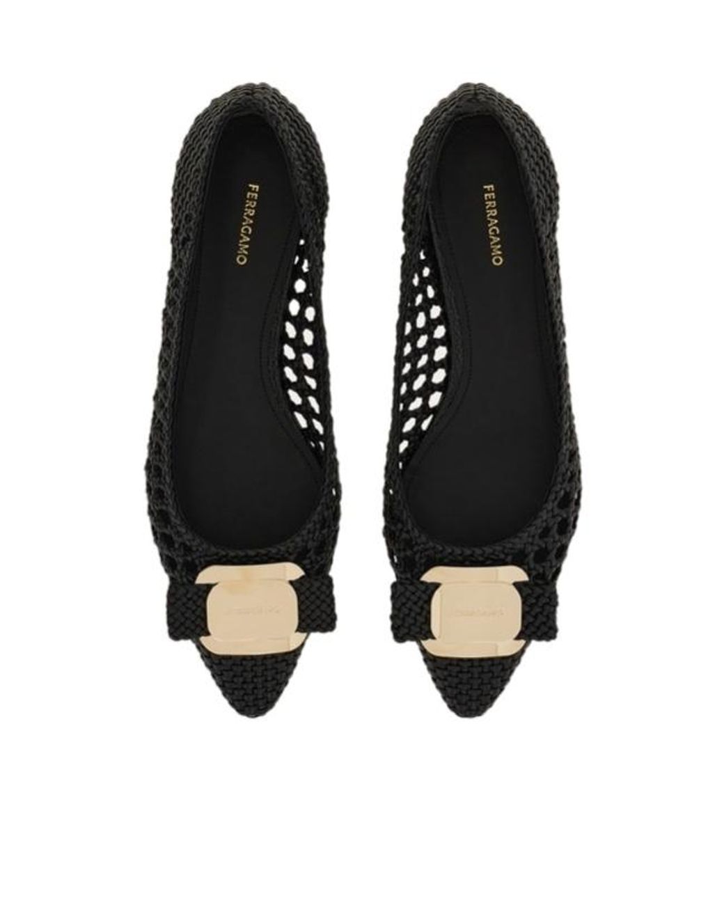 Ferragamo Black Ferragamo New Vara Buckle Ballet Flats