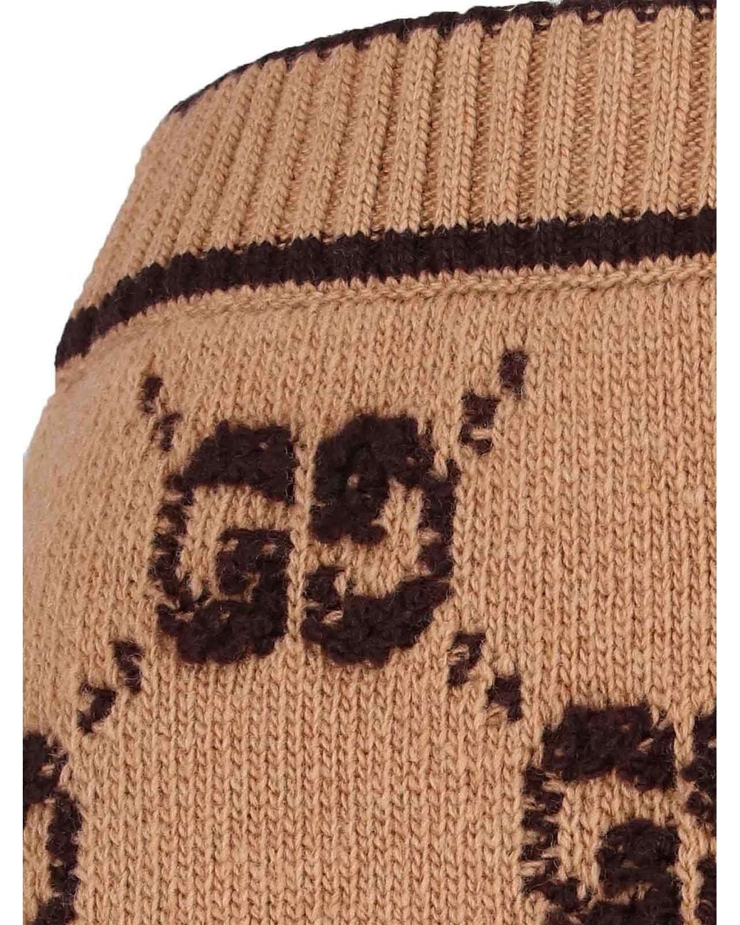 Gucci Brown Gg Jacquard A-Line Knit Skirt