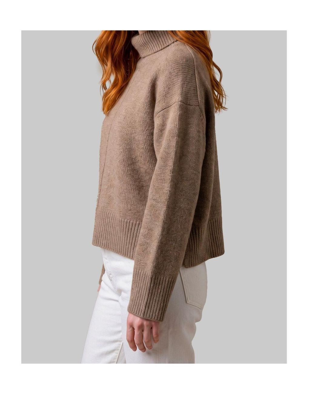 Loulou de Saison Brown Jonah Cropped Turtleneck Sweater