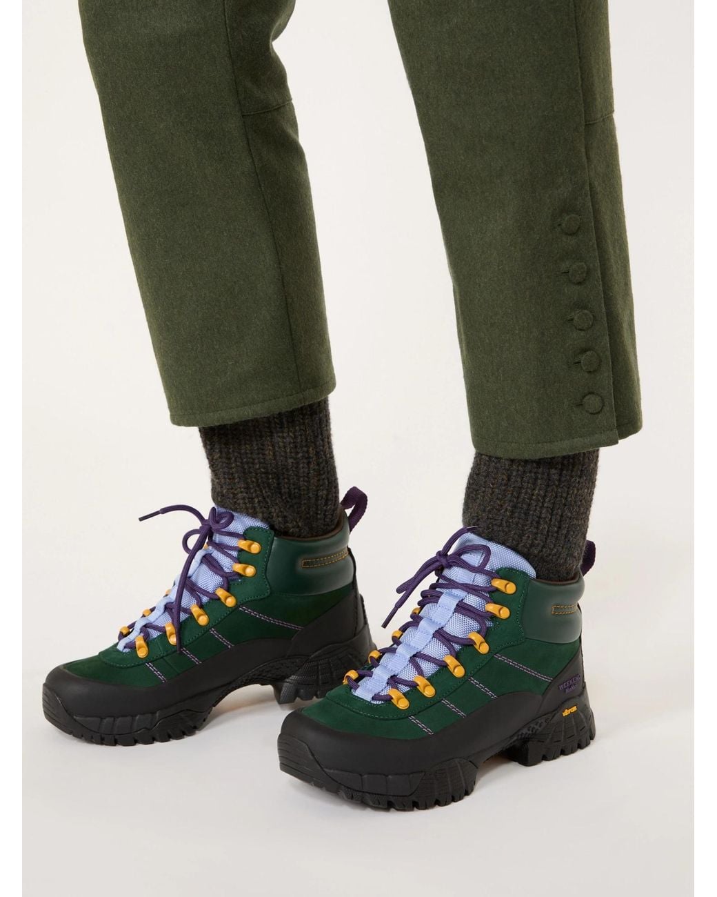 Weekend by Maxmara Green Melange Wool-Blend Cropped Trousers