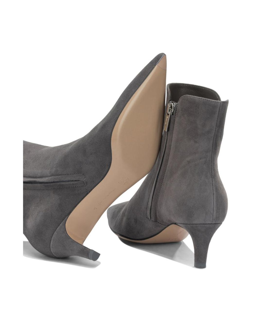 Gianvito Rossi Gray Pointed-Toe Ankle Boots