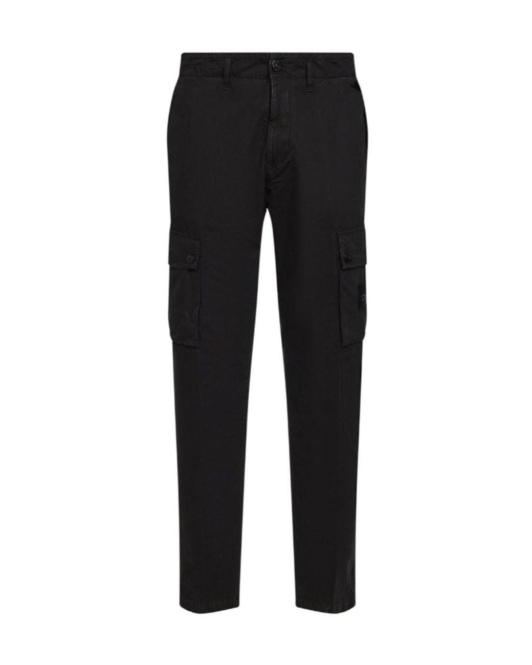 Stone Island Black Logo Patch Tapered Leg Trousers for men