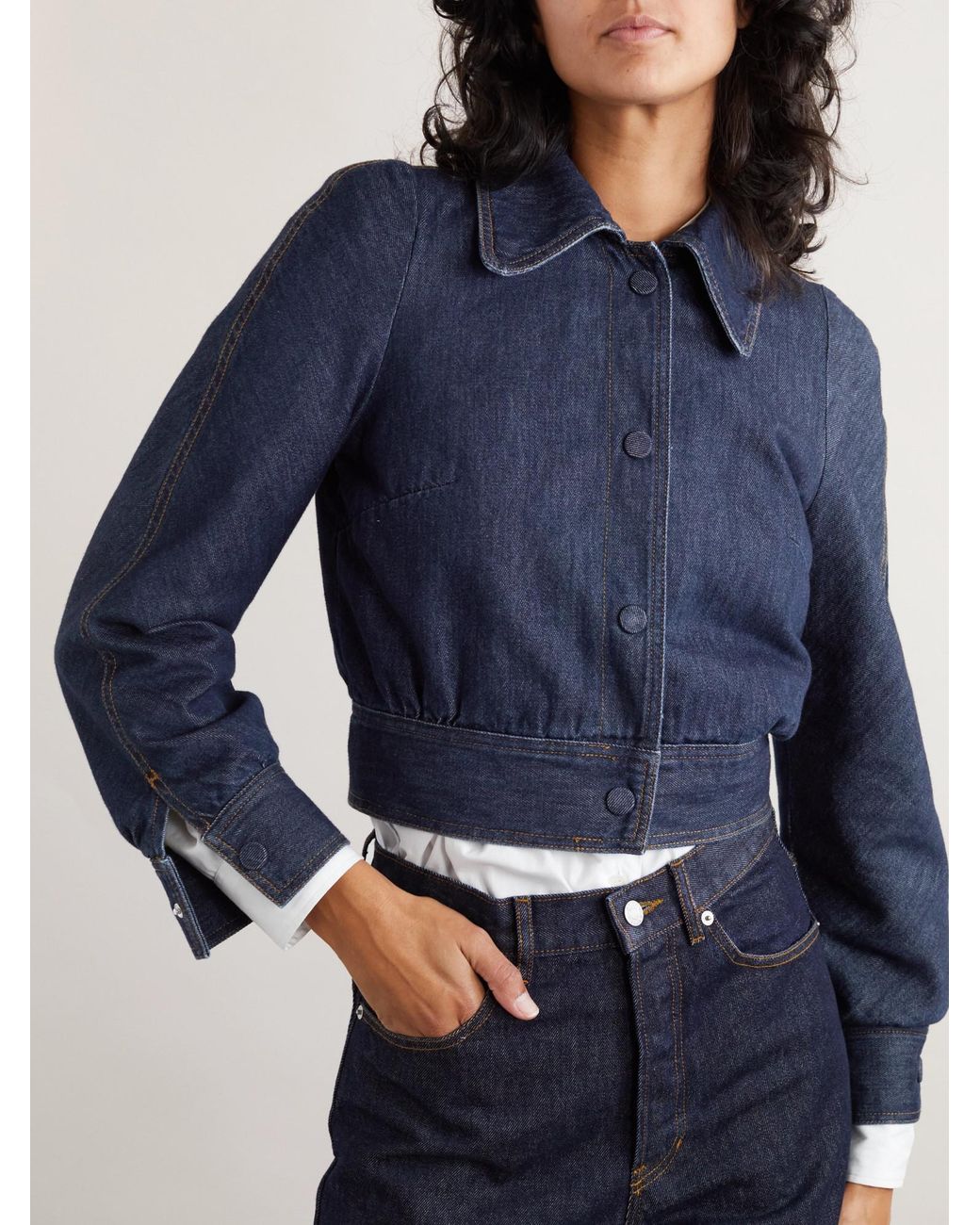 Dries Van Noten Blue Cropped Denim Jacket