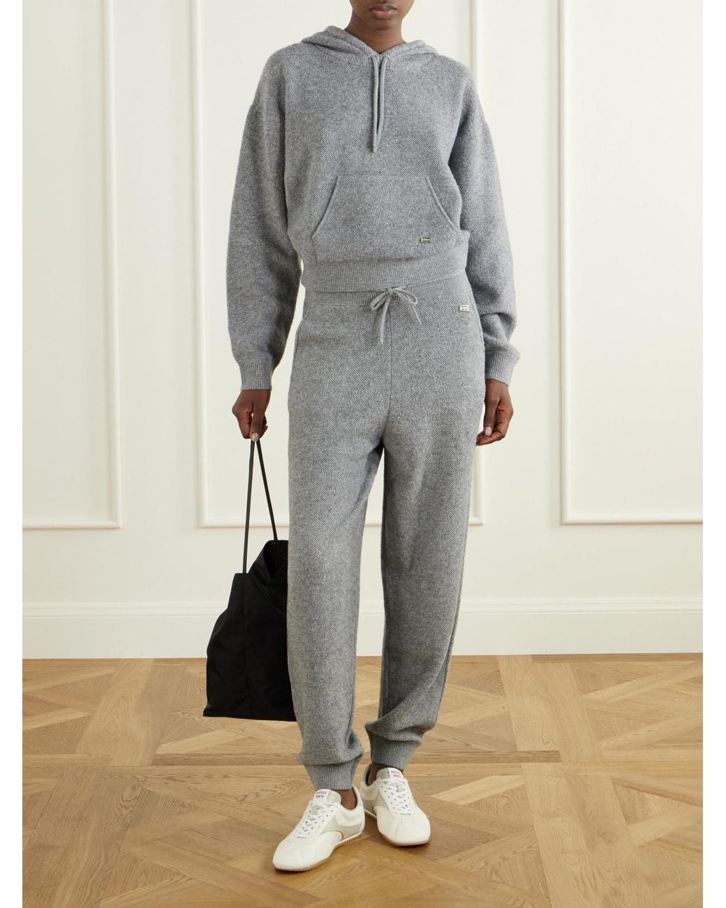 Victoria Beckham Gray Stretch Wool Hoodie