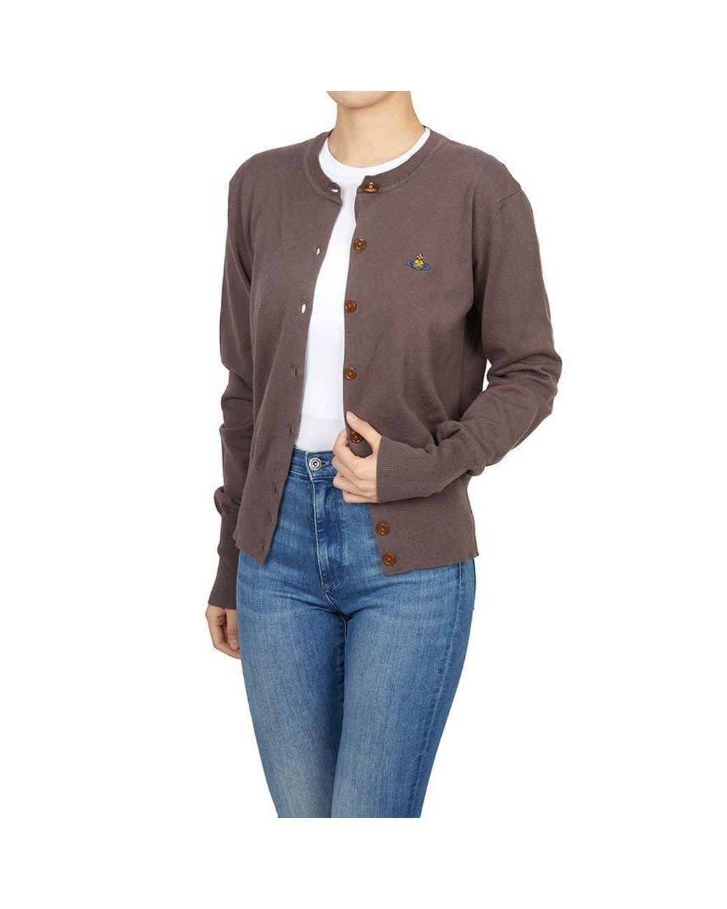 Vivienne Westwood Purple Orb Embroidered Knit Cardigan