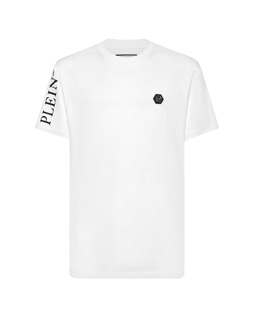 Philipp Plein White Logo-Patch Cotton T-Shirt for men