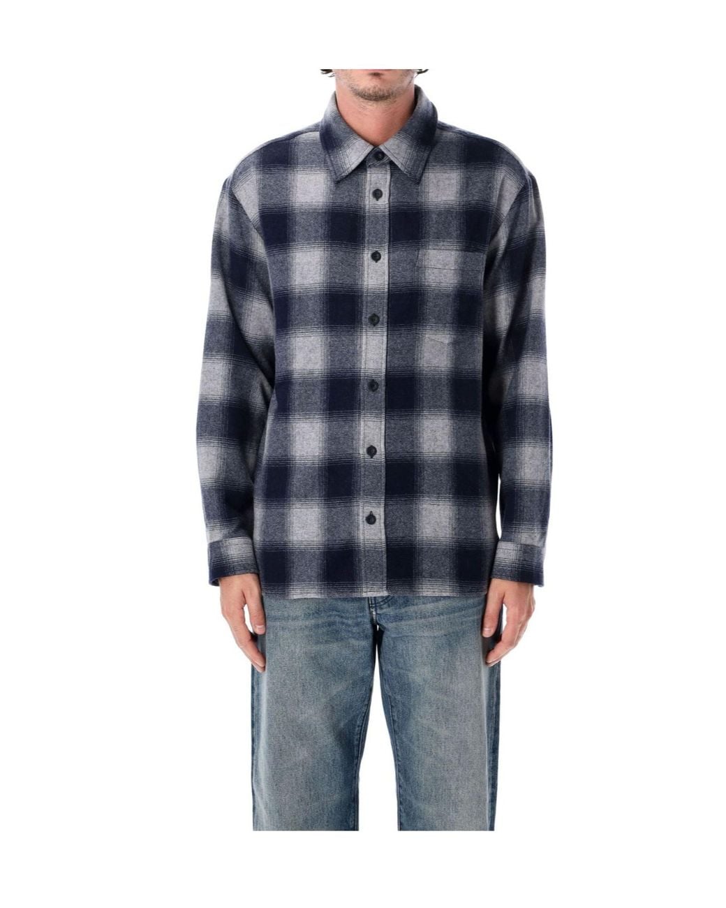 A.P.C. Blue Checked Loose Overshirt for men
