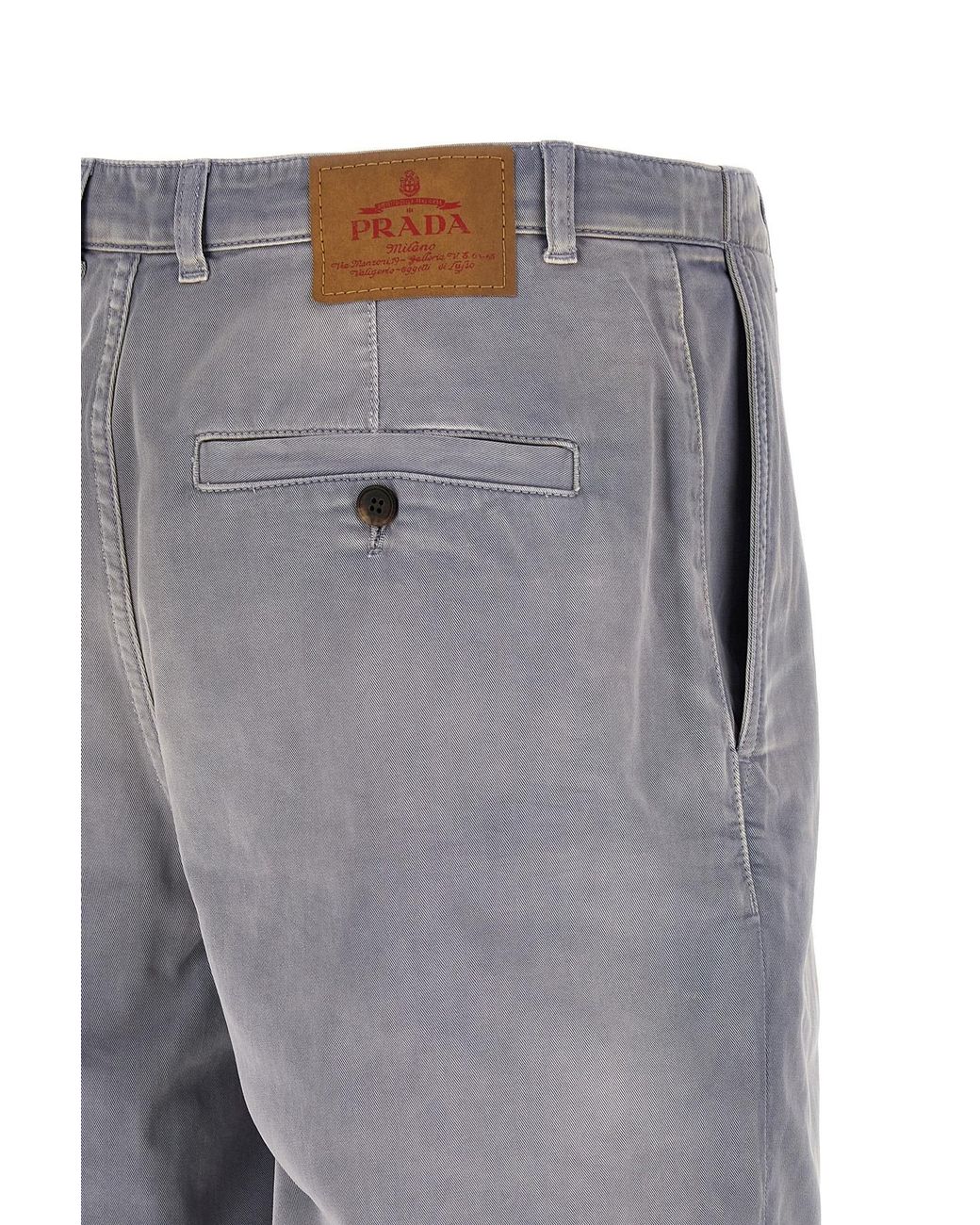 Prada Gray Gabardine Bermuda Shorts for men
