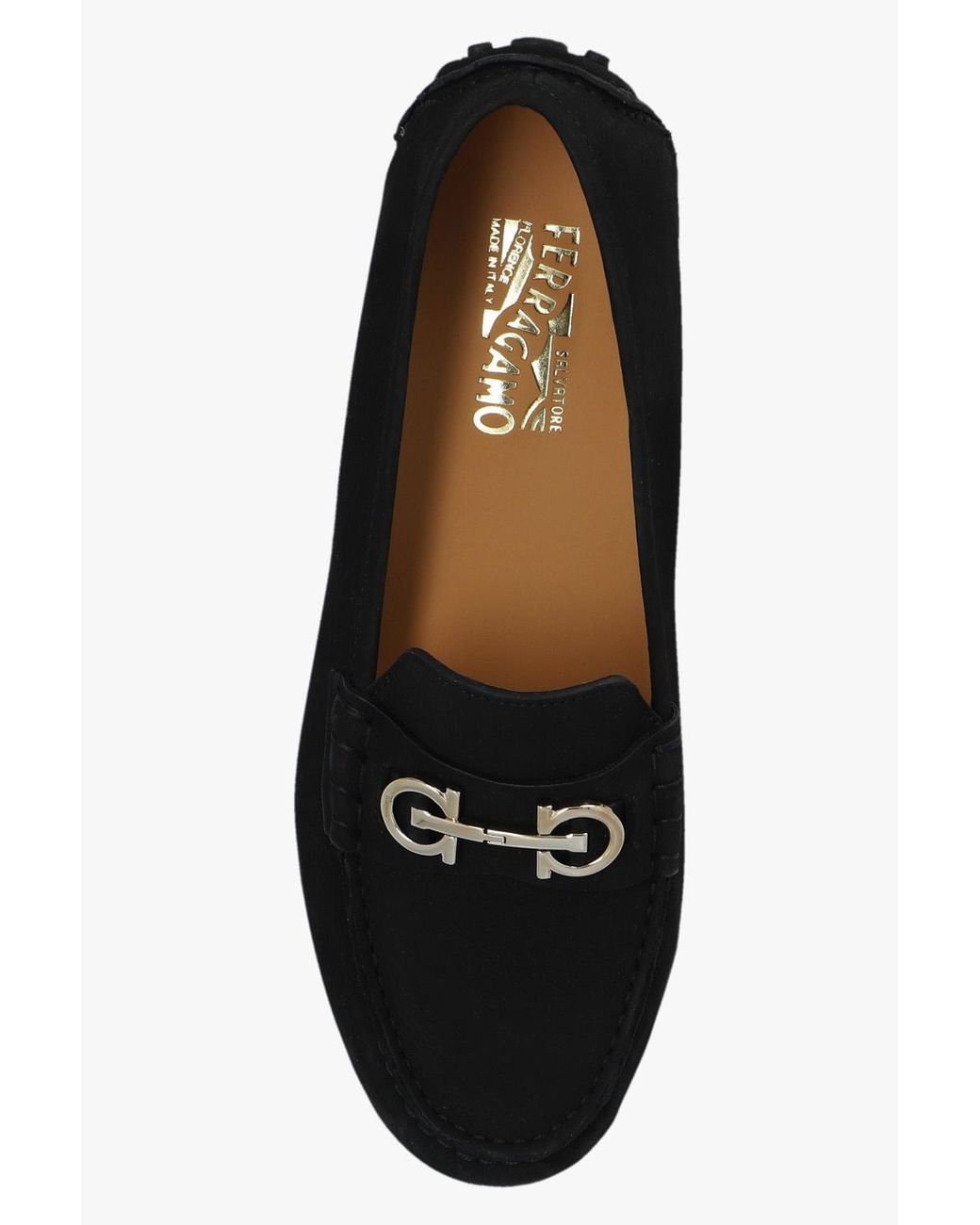 Ferragamo Black Logo Plaque Loafers