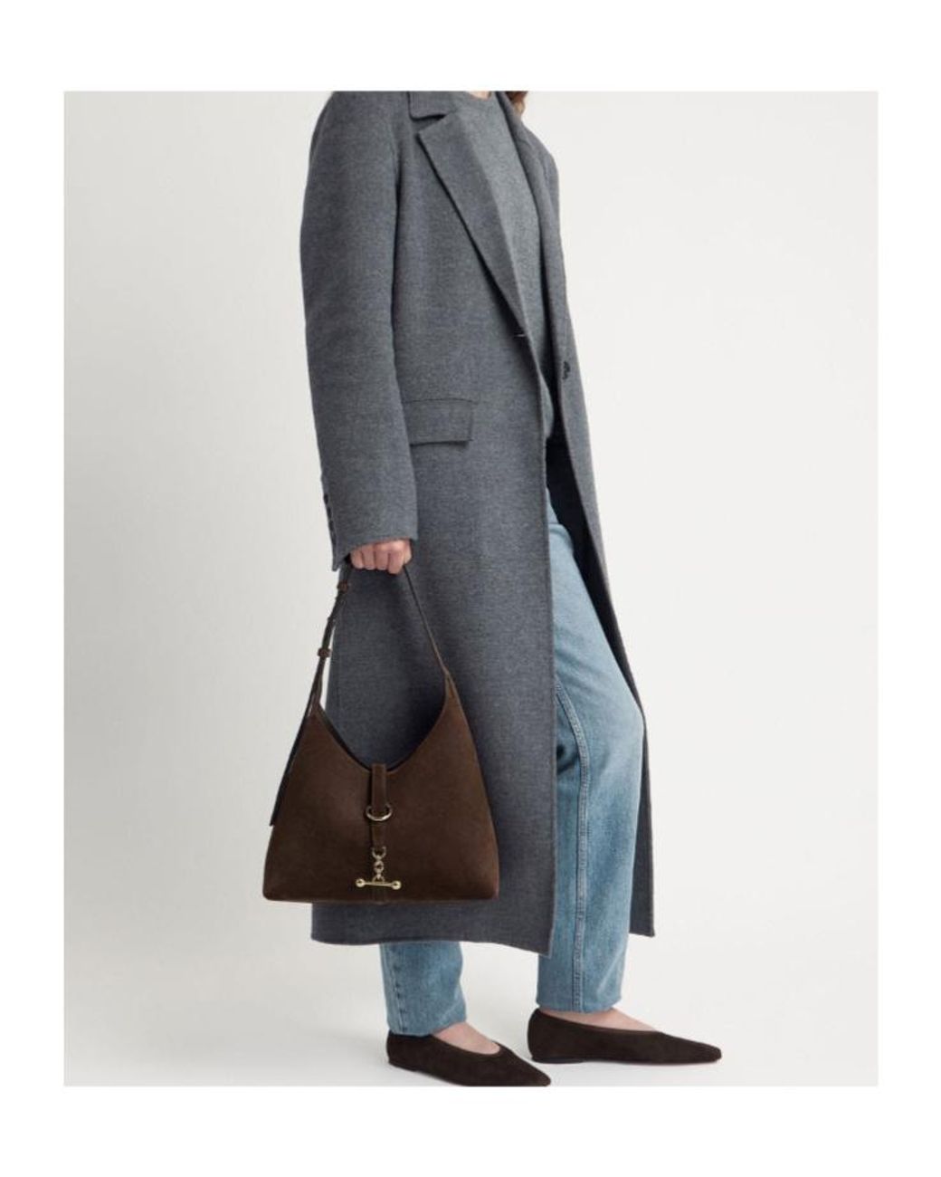 Strathberry Brown Bar-Detail Suede Shoulder Bag
