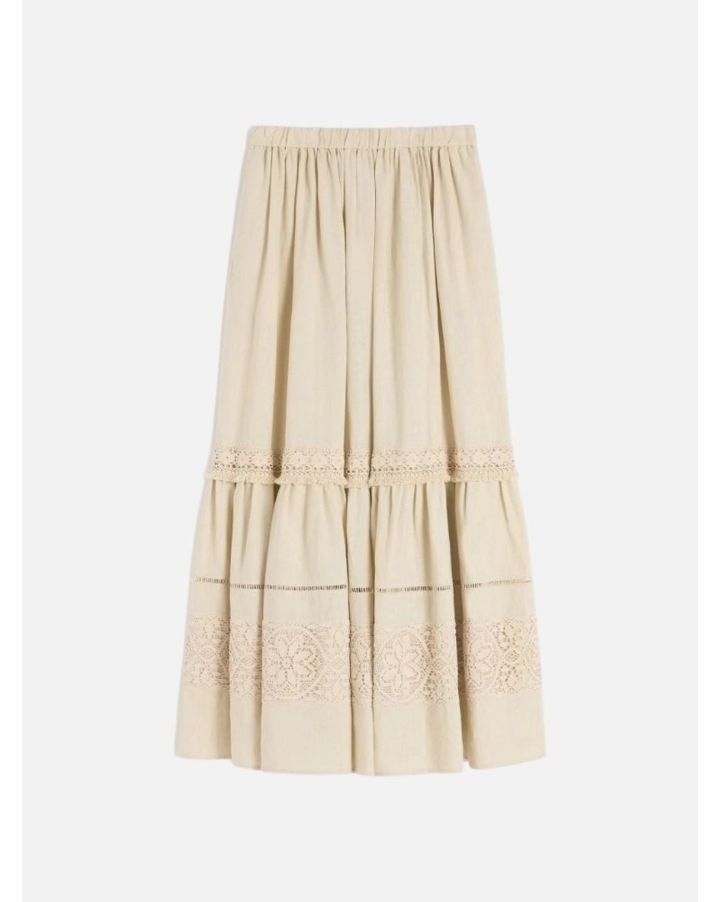 Weekend by Maxmara Natural Long Linen Fabric Skirt