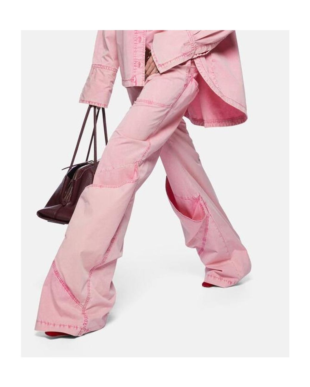 The Attico Pink Belt-Loop Casual Pants