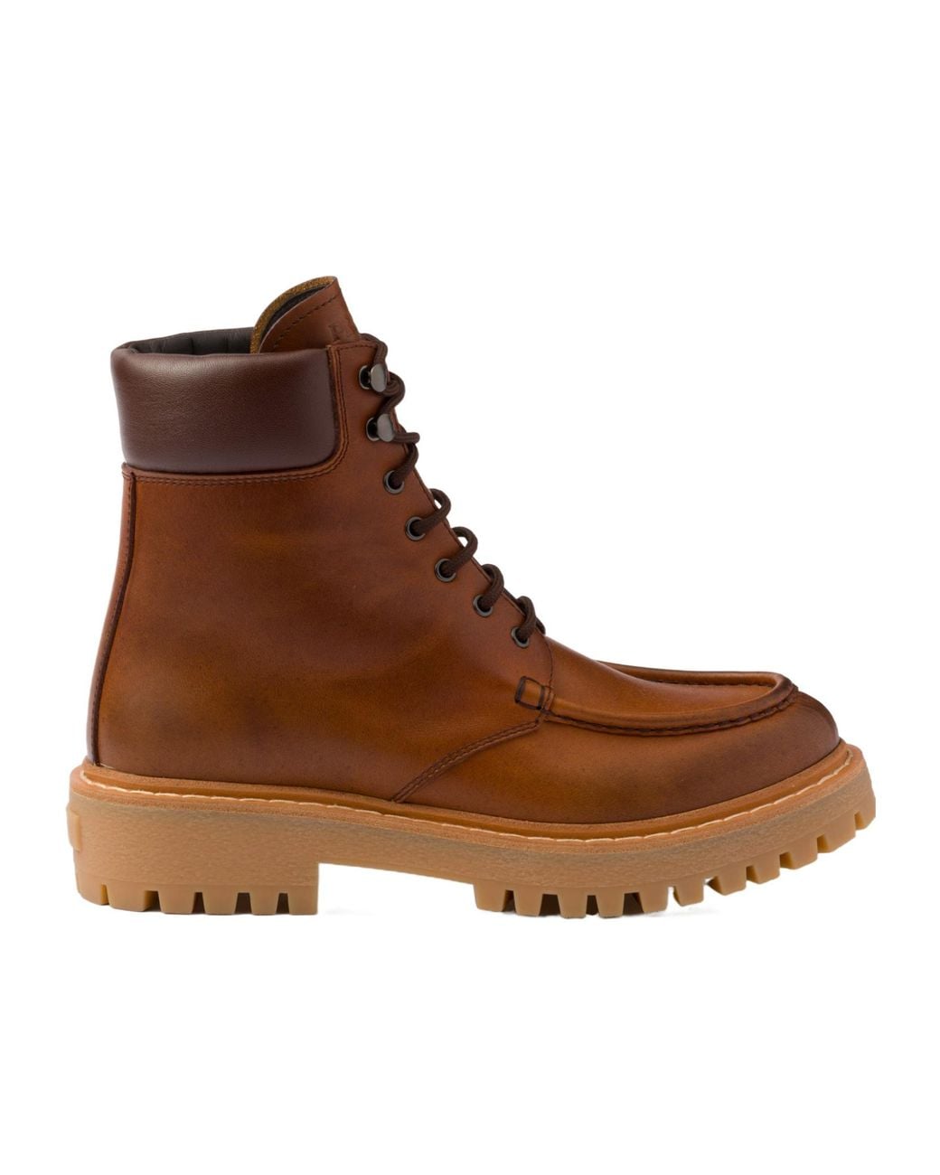 Prada Brown Logo Detailed Round-Toe Ankle Boots