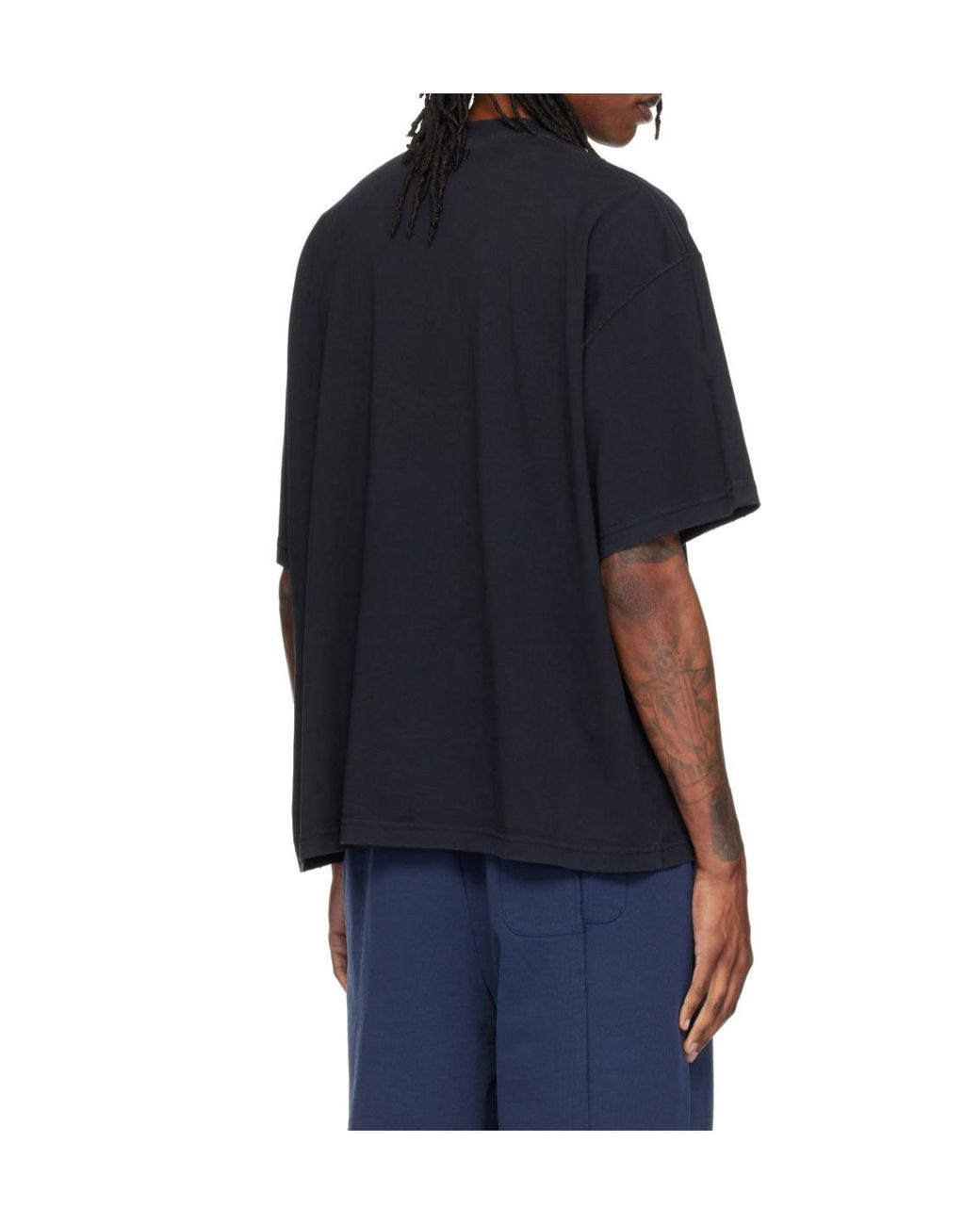 Vetements Black Oversized T-Shirt With Biker-Style Cross Graphic for men