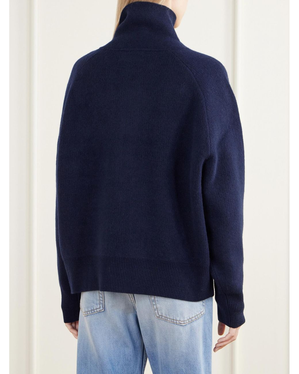 Guest In Residence Blue Rib-Trimmed Felted Jacket