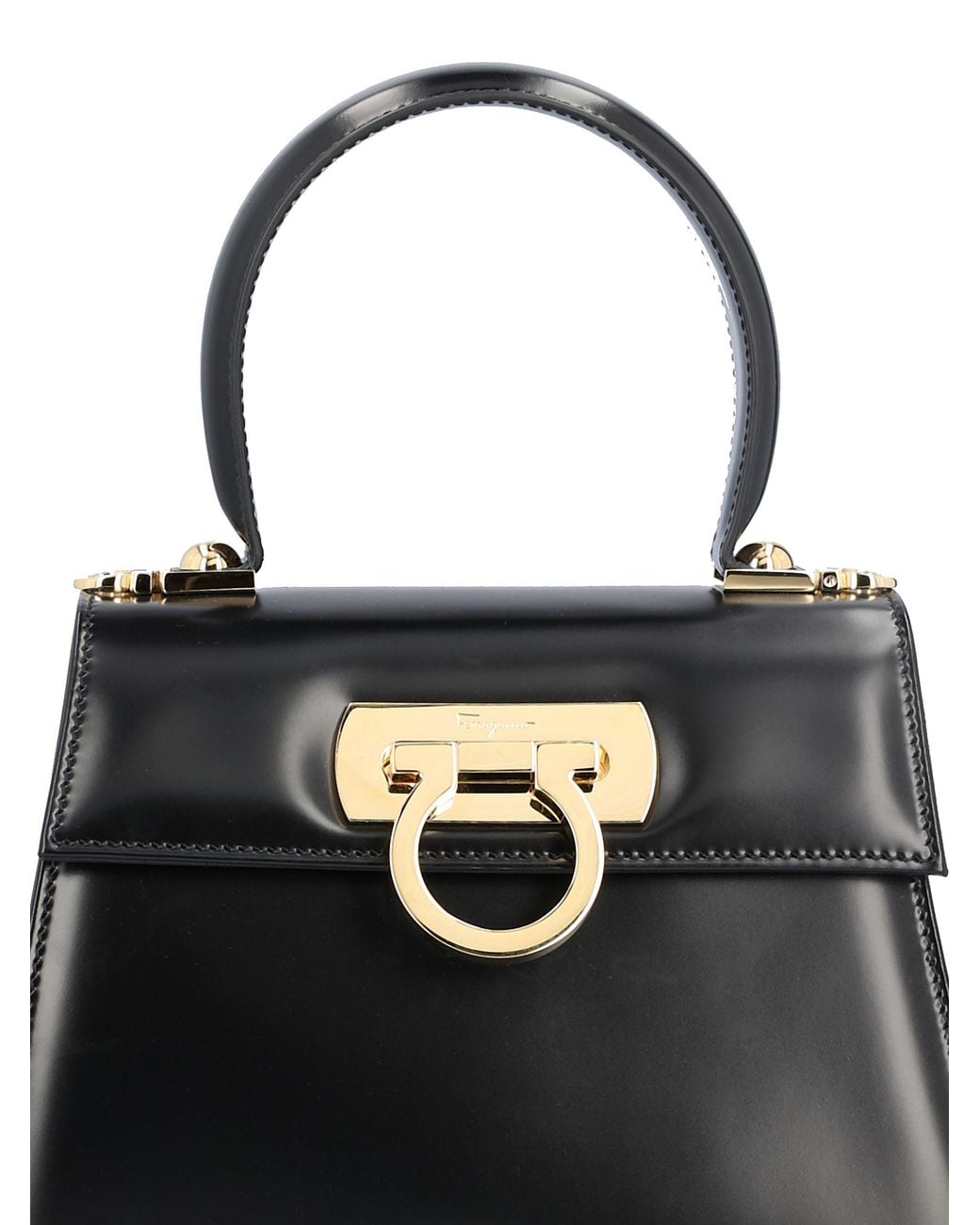 Ferragamo Black Ferragamo Iconic Small Top Handle Bag
