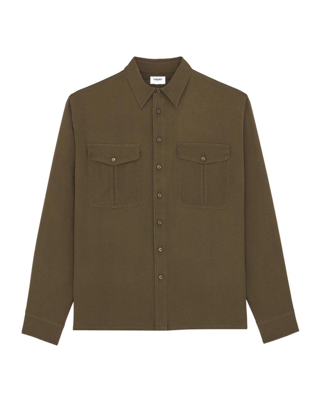 Saint Laurent Green Button-Up Long-Sleeved Shirt for men