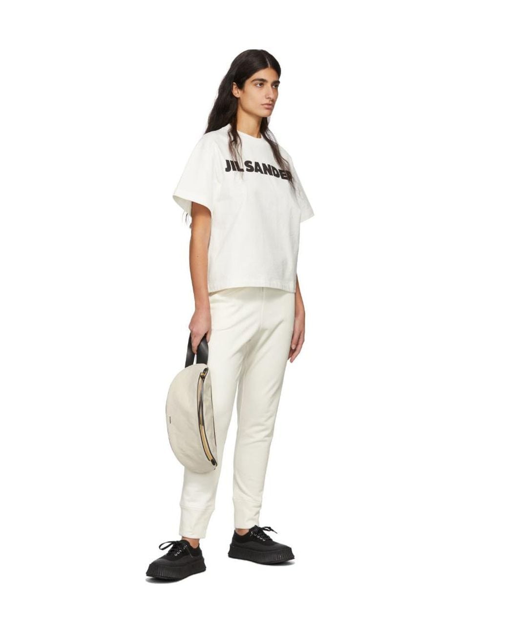 Jil Sander White Drawstring Tapered Track Pants