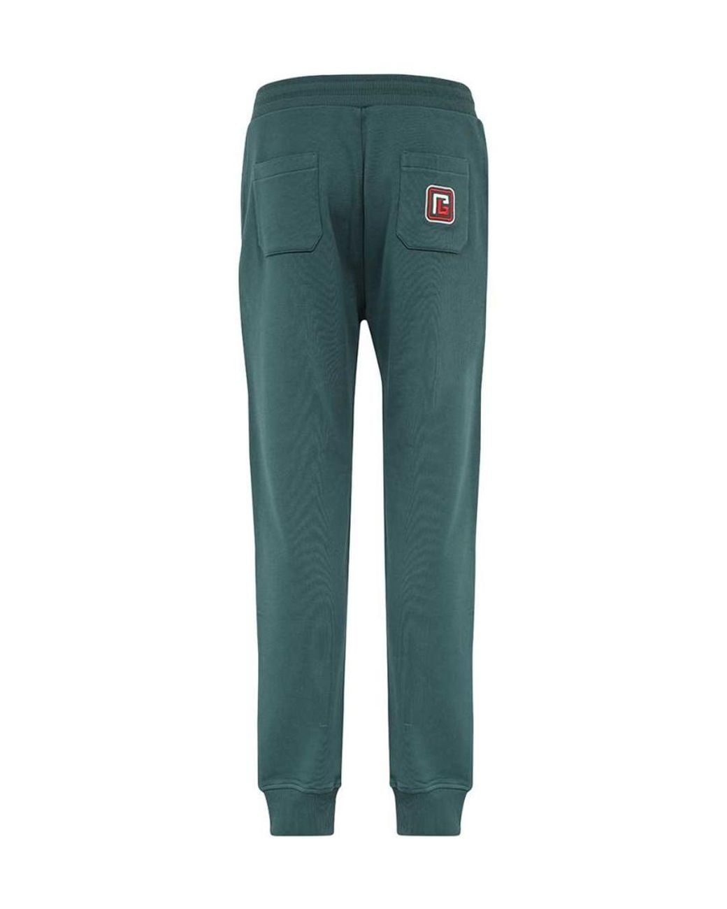 Balmain Green Logo Patch Drawstring Track Pants for men