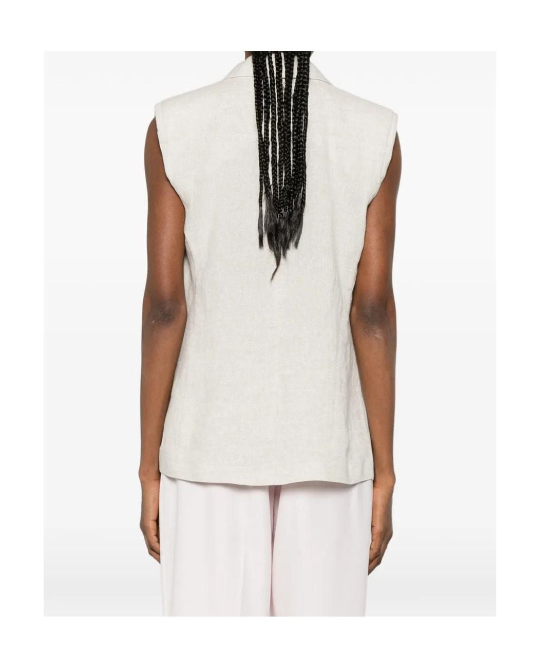 Twinset White Flap-Pocket Single-Breasted Gilet