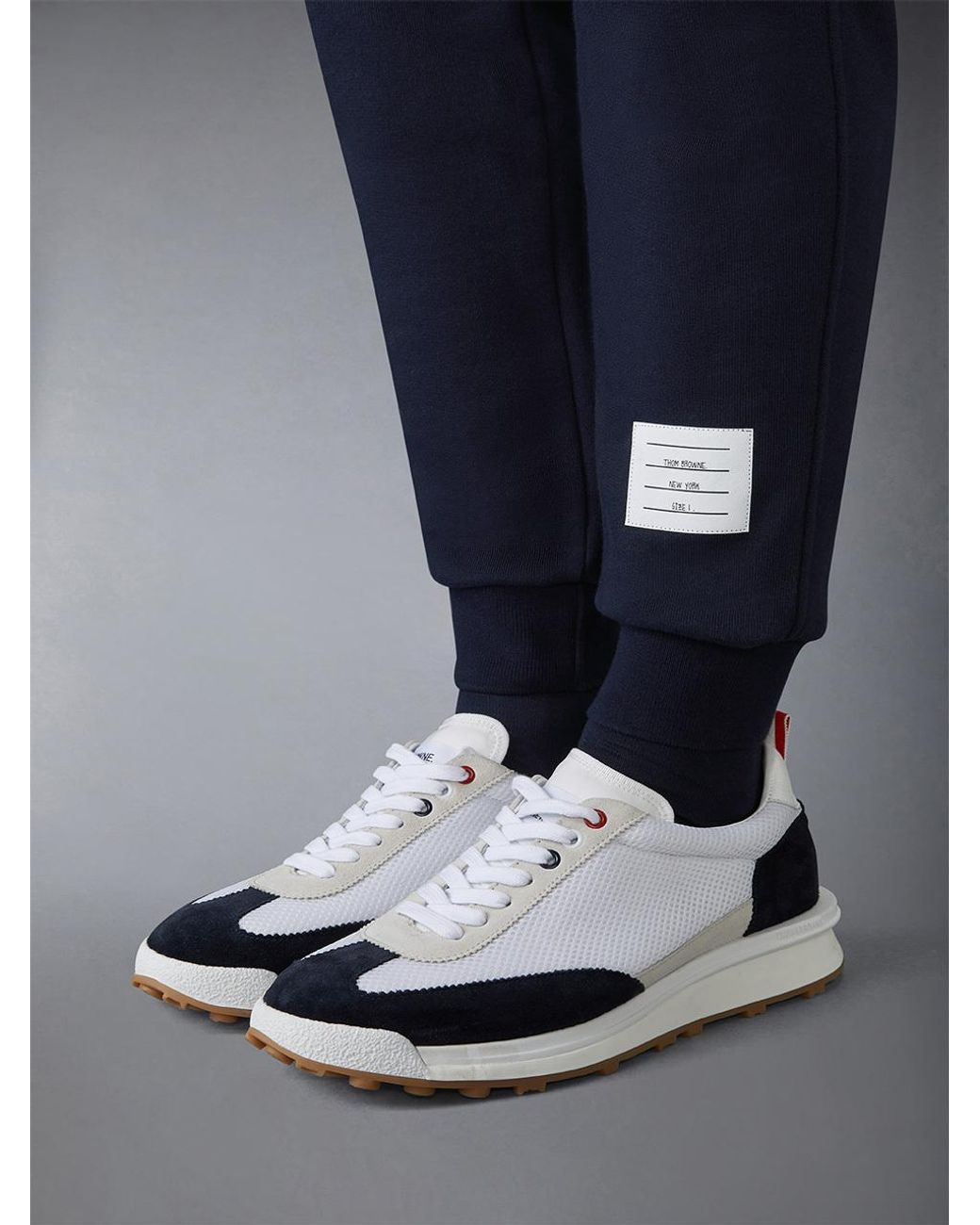Thom Browne Blue Embroidery Drawstring Track Pants for men