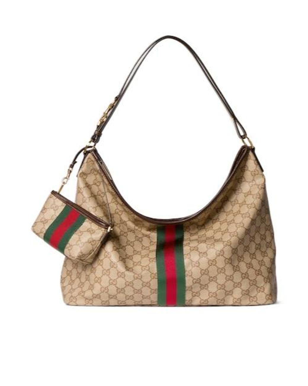 Gucci Brown Large Shoulder Bag With Web