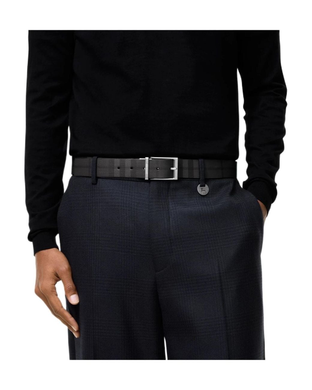 Burberry White Louis Reversible Check Belt for men