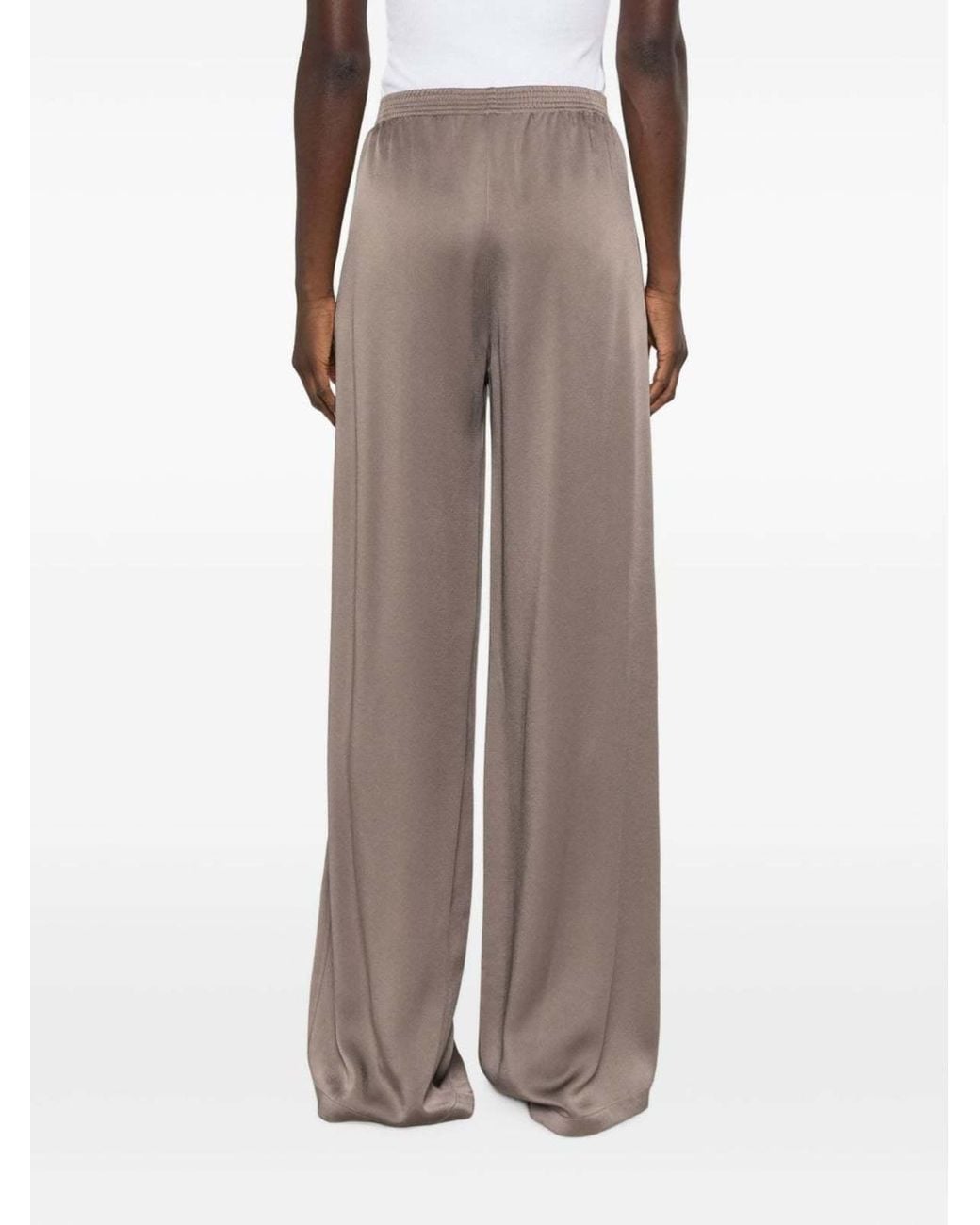Fabiana Filippi Brown Shiny Satin Wide-Leg Pants