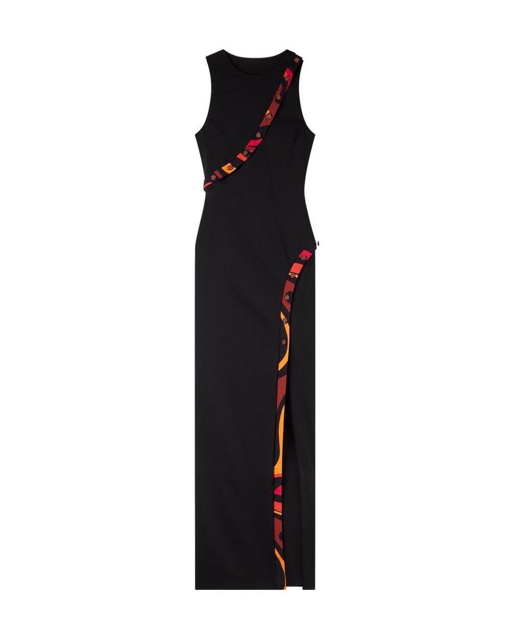 Emilio Pucci Black Long Fitted Dress With Printed Detail
