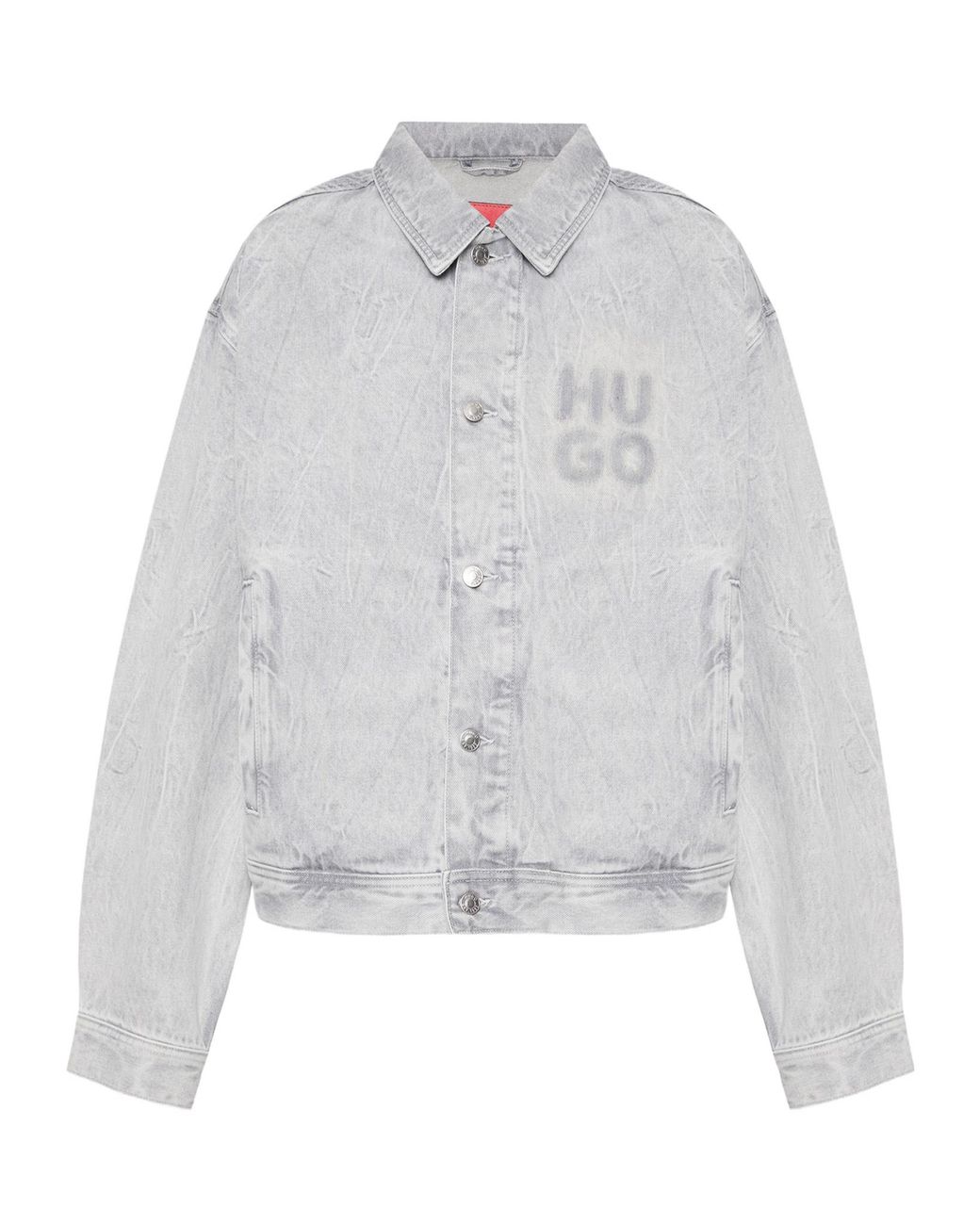 Boss Gray Logo-Embellished Denim Jacket for men