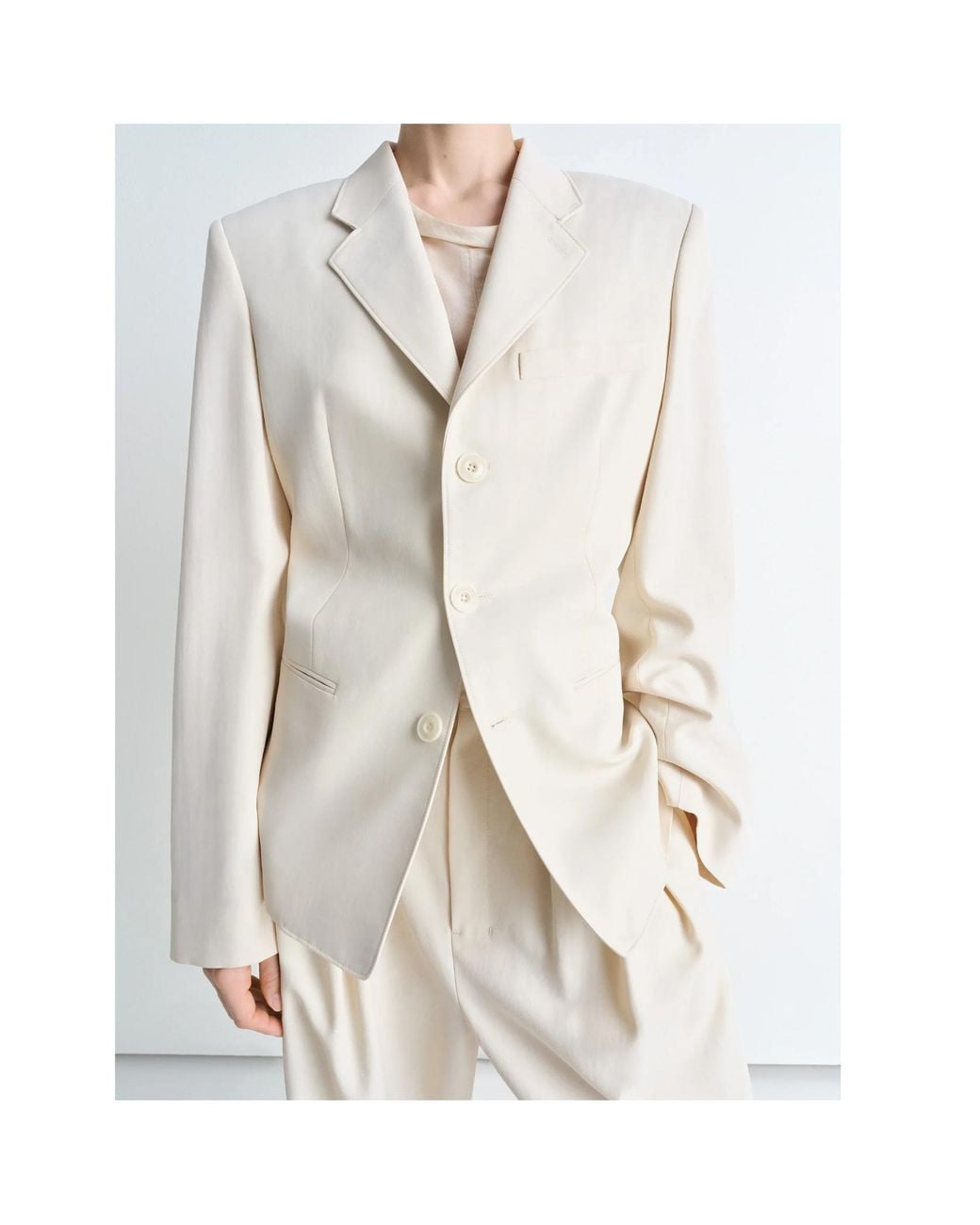 Lemaire White Single-Breasted Tailored Blazer