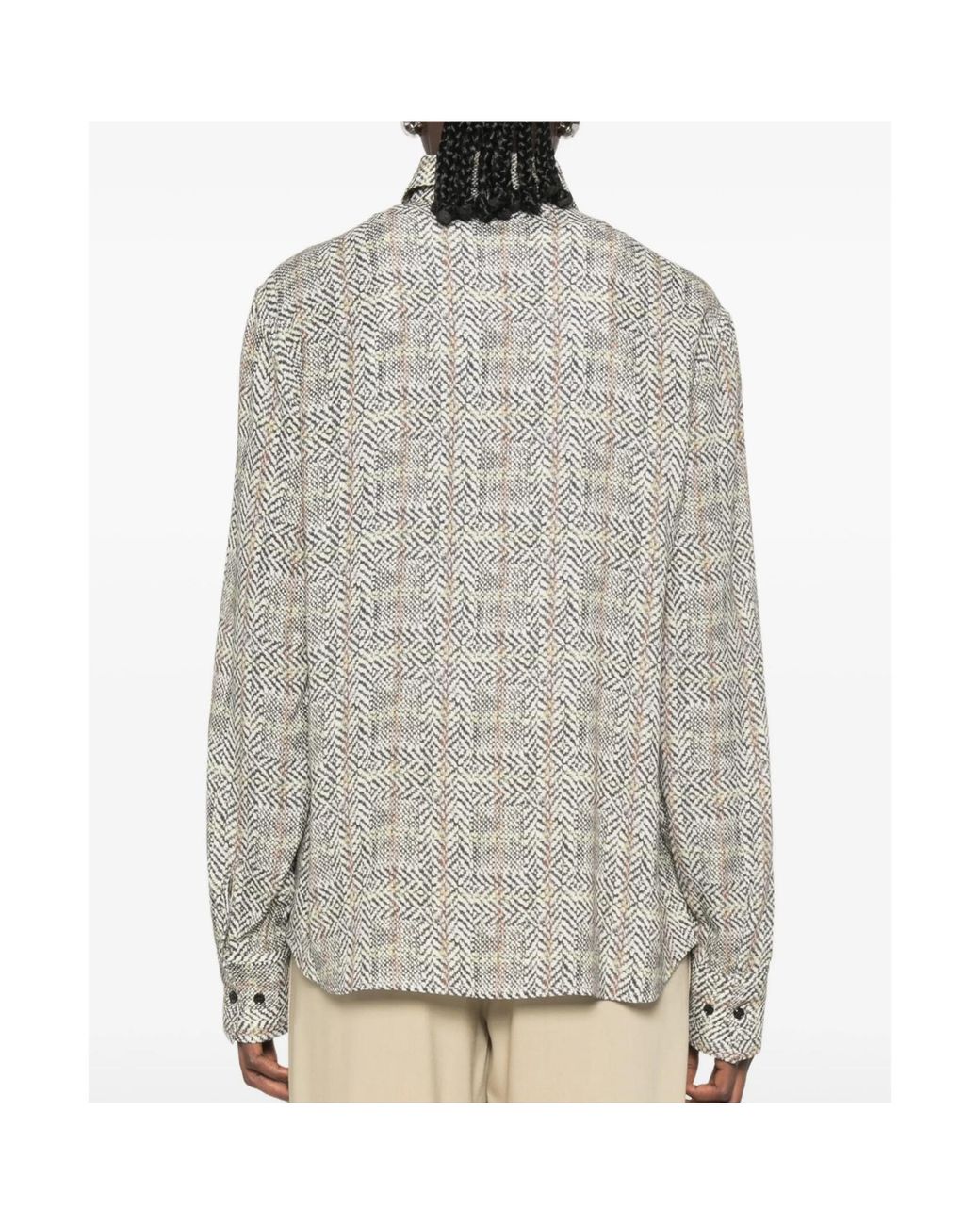 Ermanno Scervino Gray Herringbone-Pattern Shirt