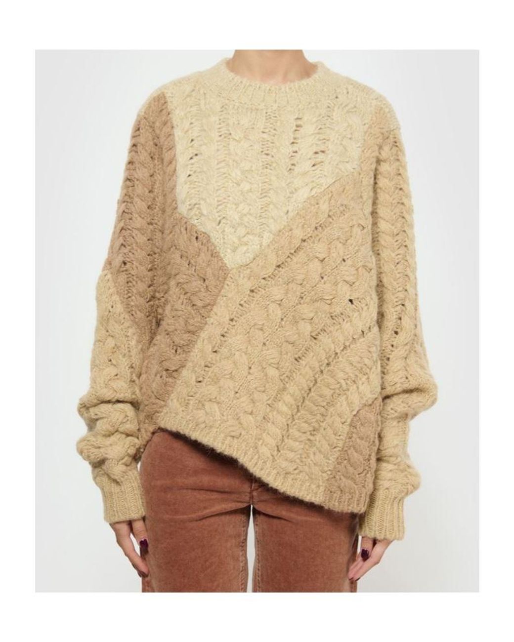 Isabel Marant Natural Isabel Marant Étoile Patchwork Cable-Knit Jumper