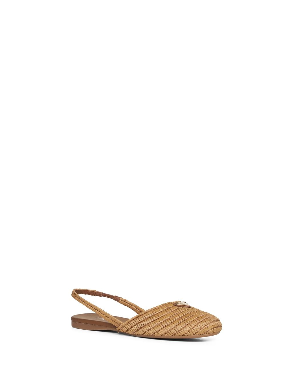 Prada Brown Triangle-Logo Crochet Ballet Flats