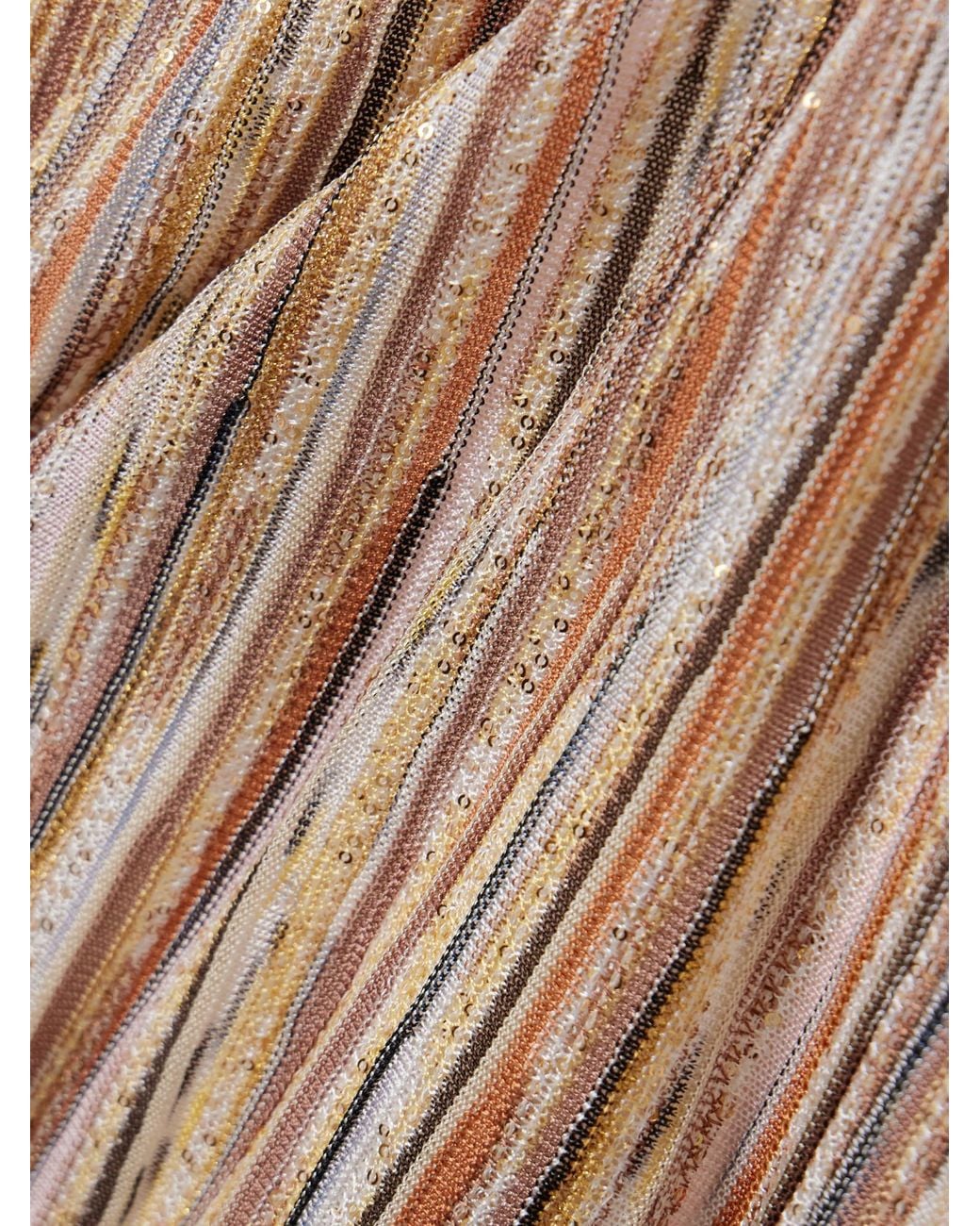 Missoni Natural Striped Sequined Metallic Ribbed-Knit Mini Dress