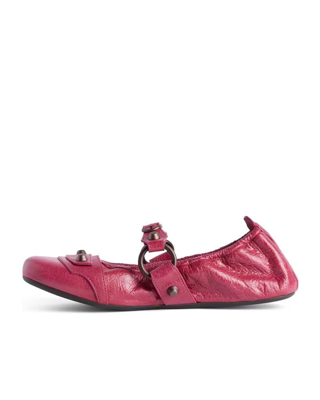 Balenciaga Pink Buckle Detailed Flat Shoes