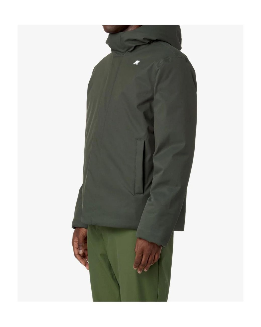 K-Way Green Logo Hooded Casual Jacket for men
