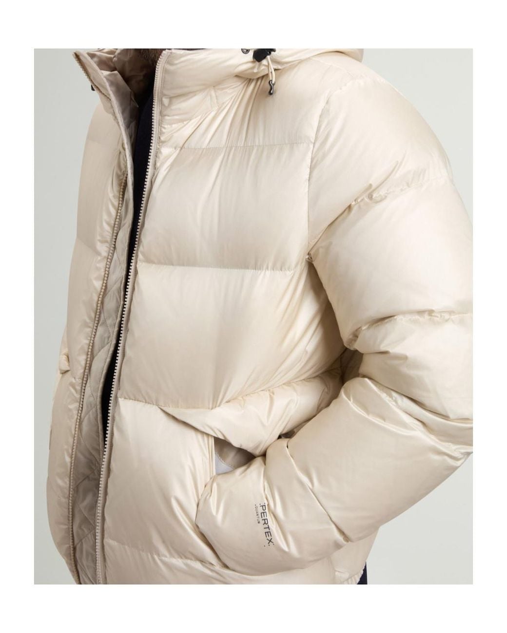 Woolrich Natural Pertex Hooded Puffer Jacket for men