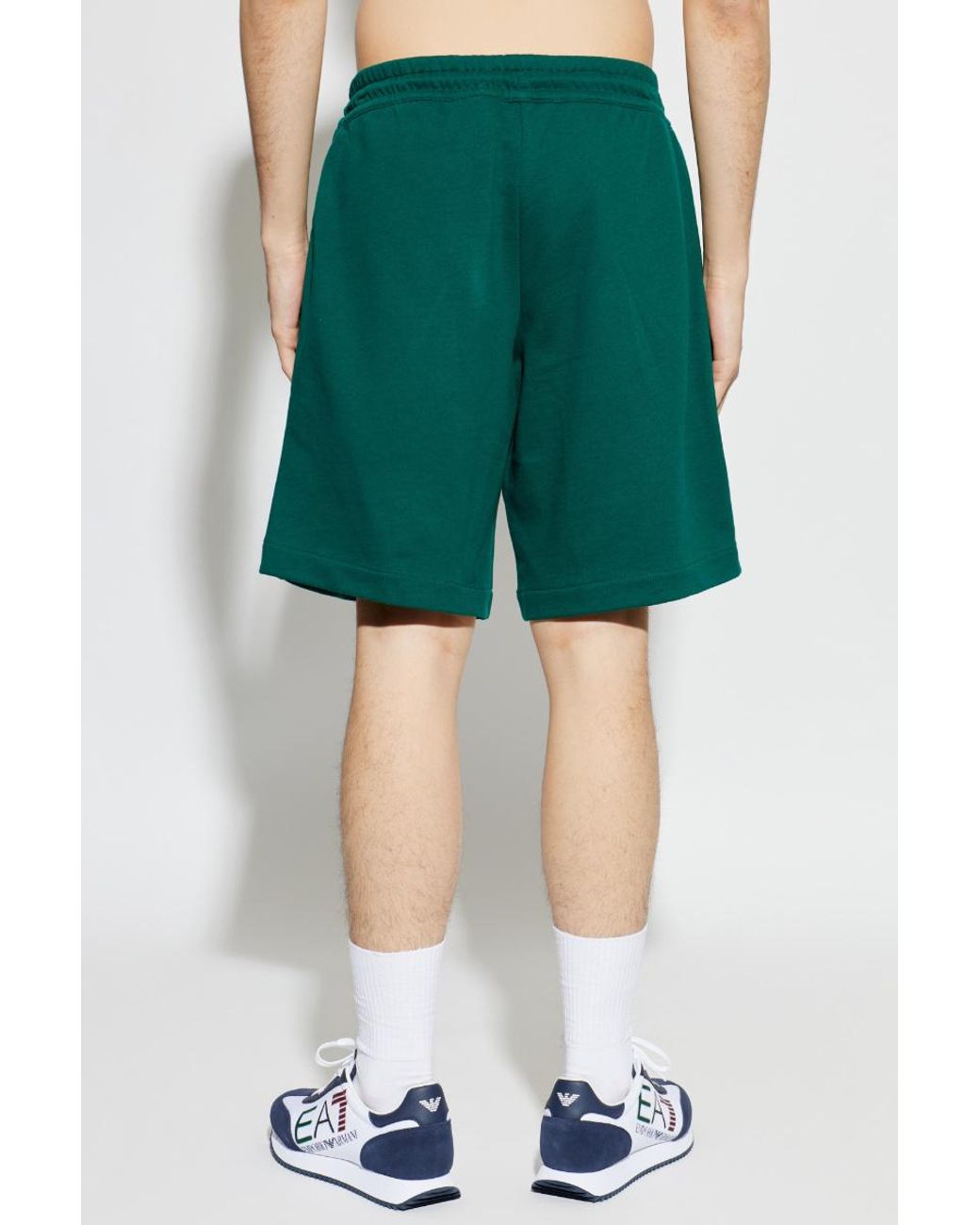 EA7 Green Logo Print Sweat Shorts for men