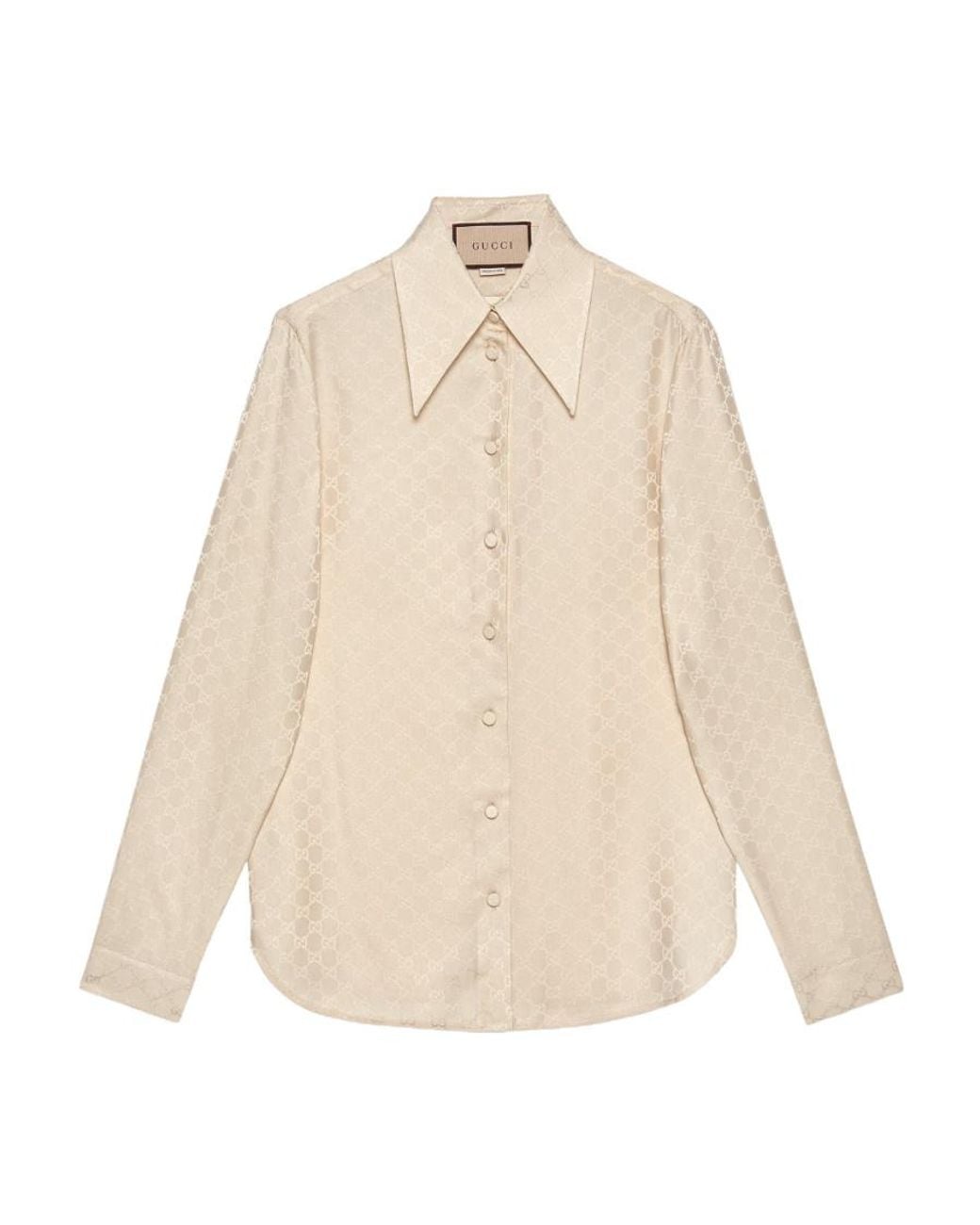 Gucci Natural Gg Silk Crepe Shirt
