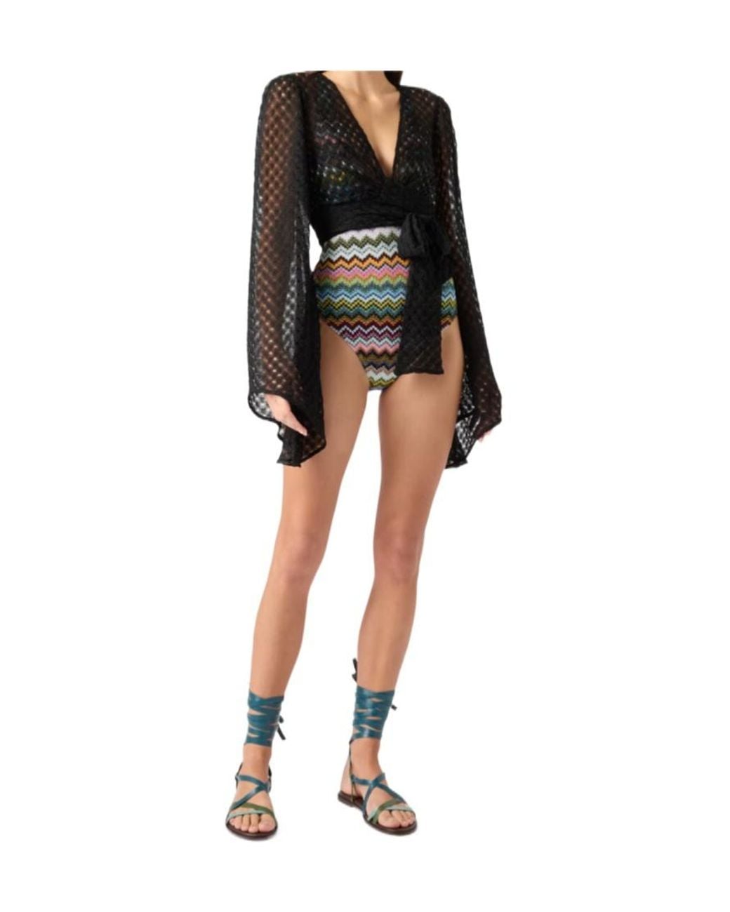 Missoni Black Raschel Workmanship Wrap Top