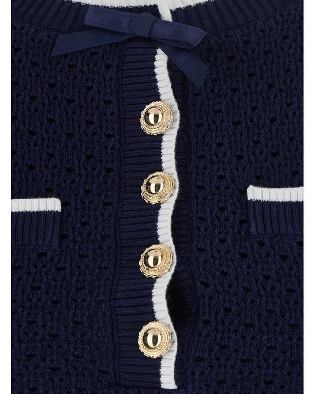 Self-Portrait Blue Bow Knit Mini Dress