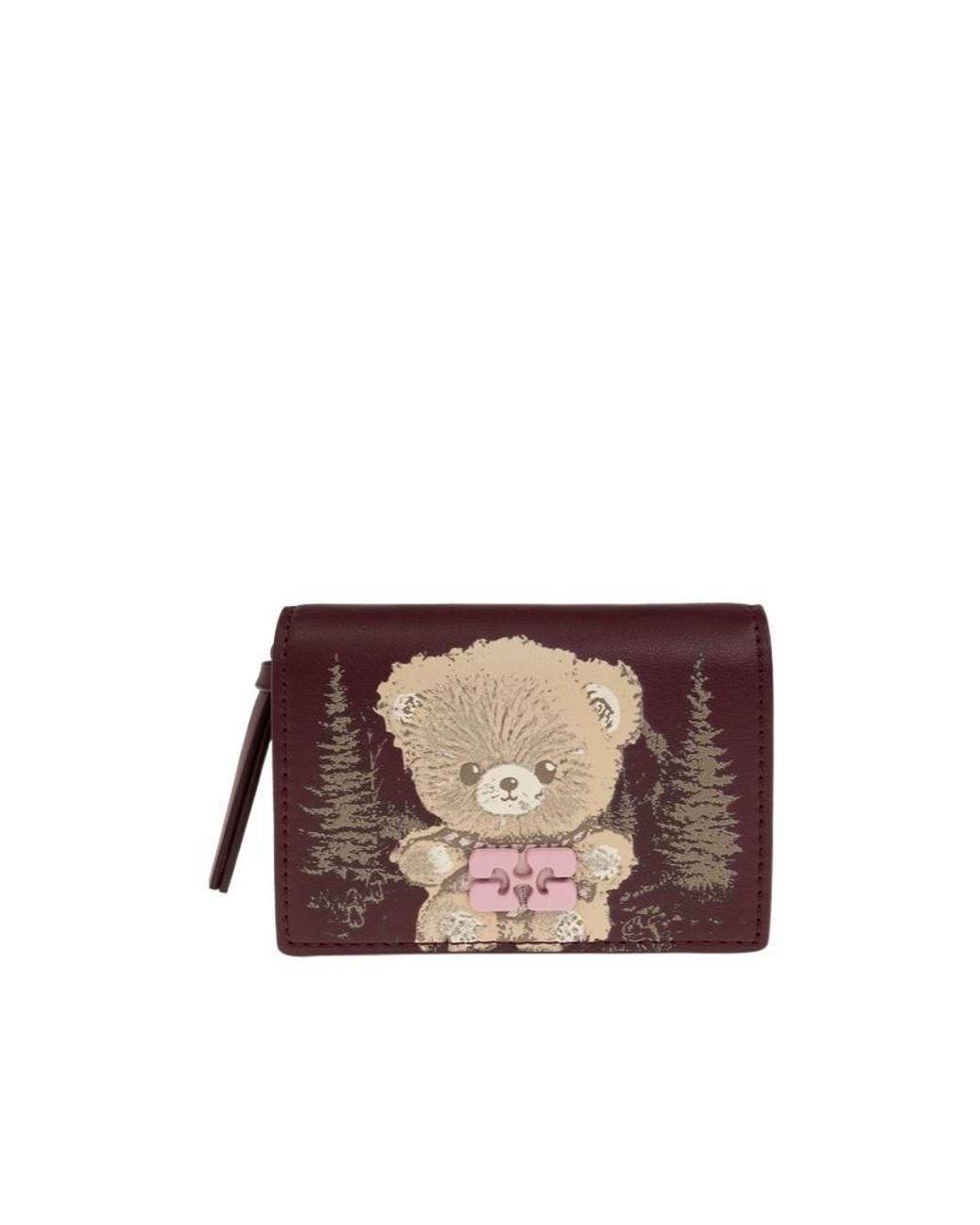 Ganni Brown Bou Teddy Printed Card Holder