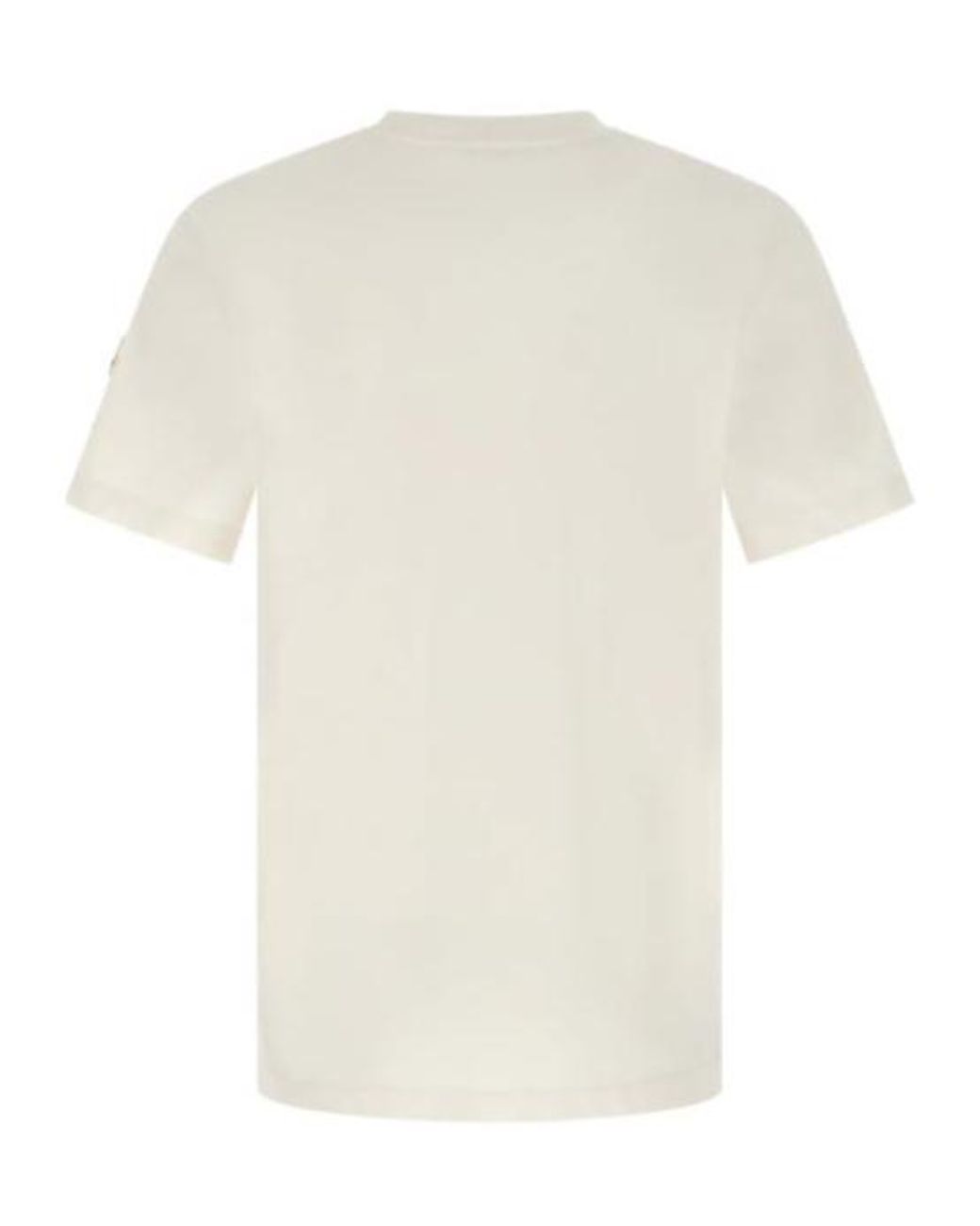Moncler White Logo Embroidered Crewneck T-Shirt for men