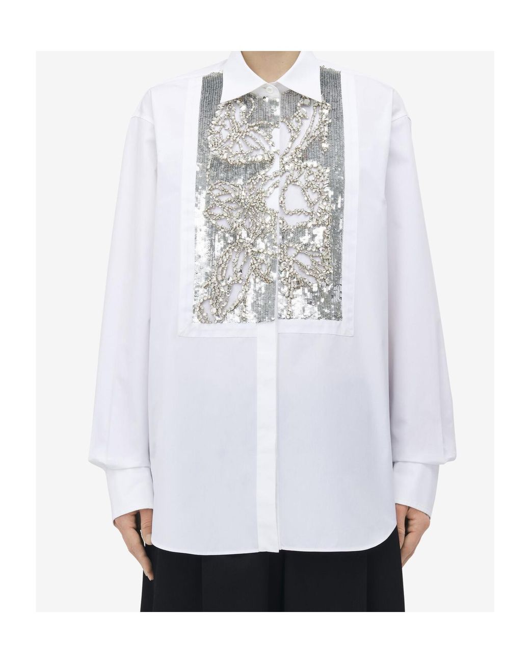 McQueen White Embellished Embroidered Shirt