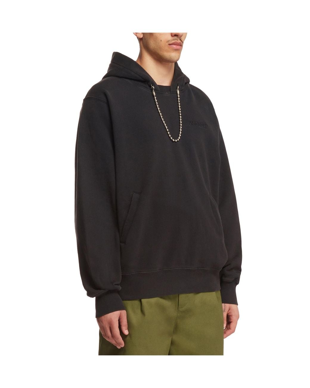 Ambush Black Ballchain-Detail Cotton Hoodie for men