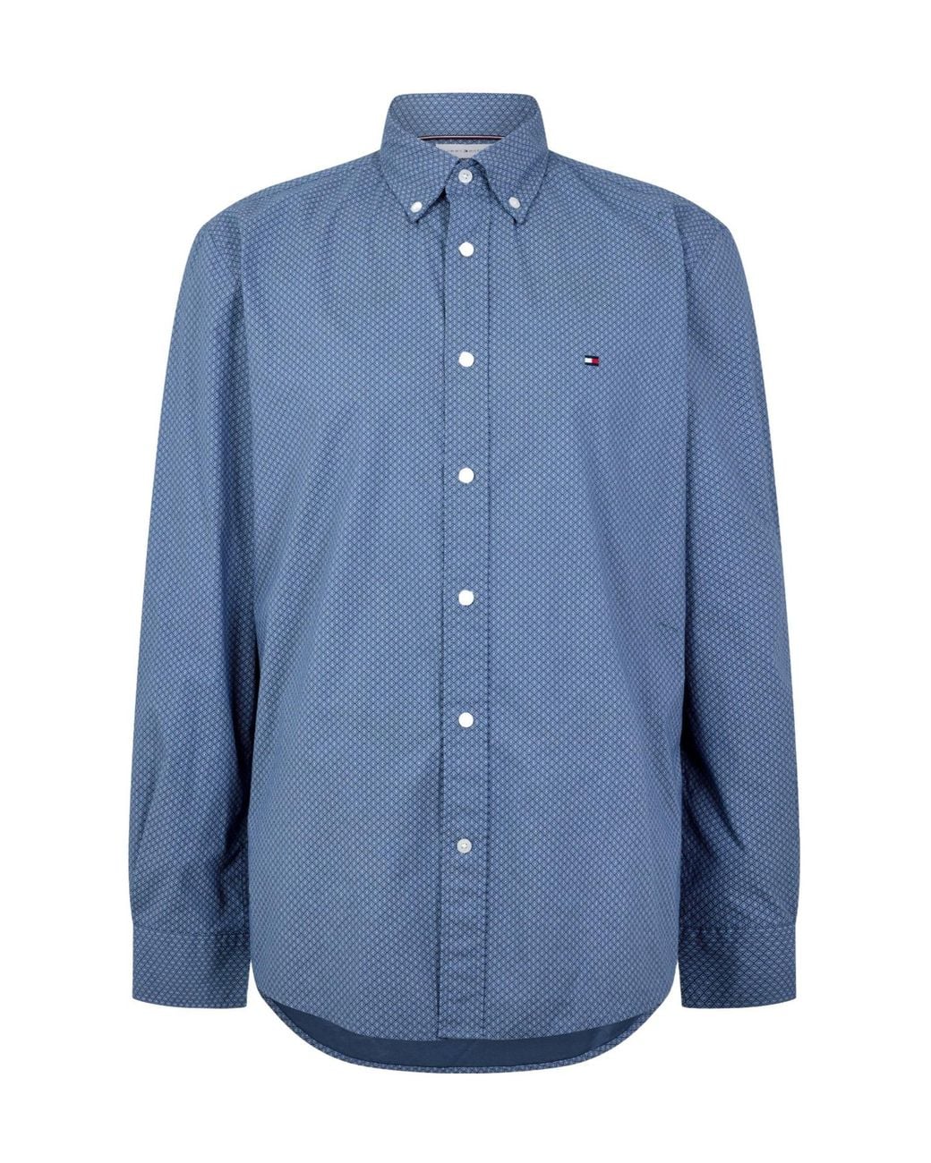 Tommy Hilfiger Blue Long-Sleeved Shirt With Fine Textured Patterns for men