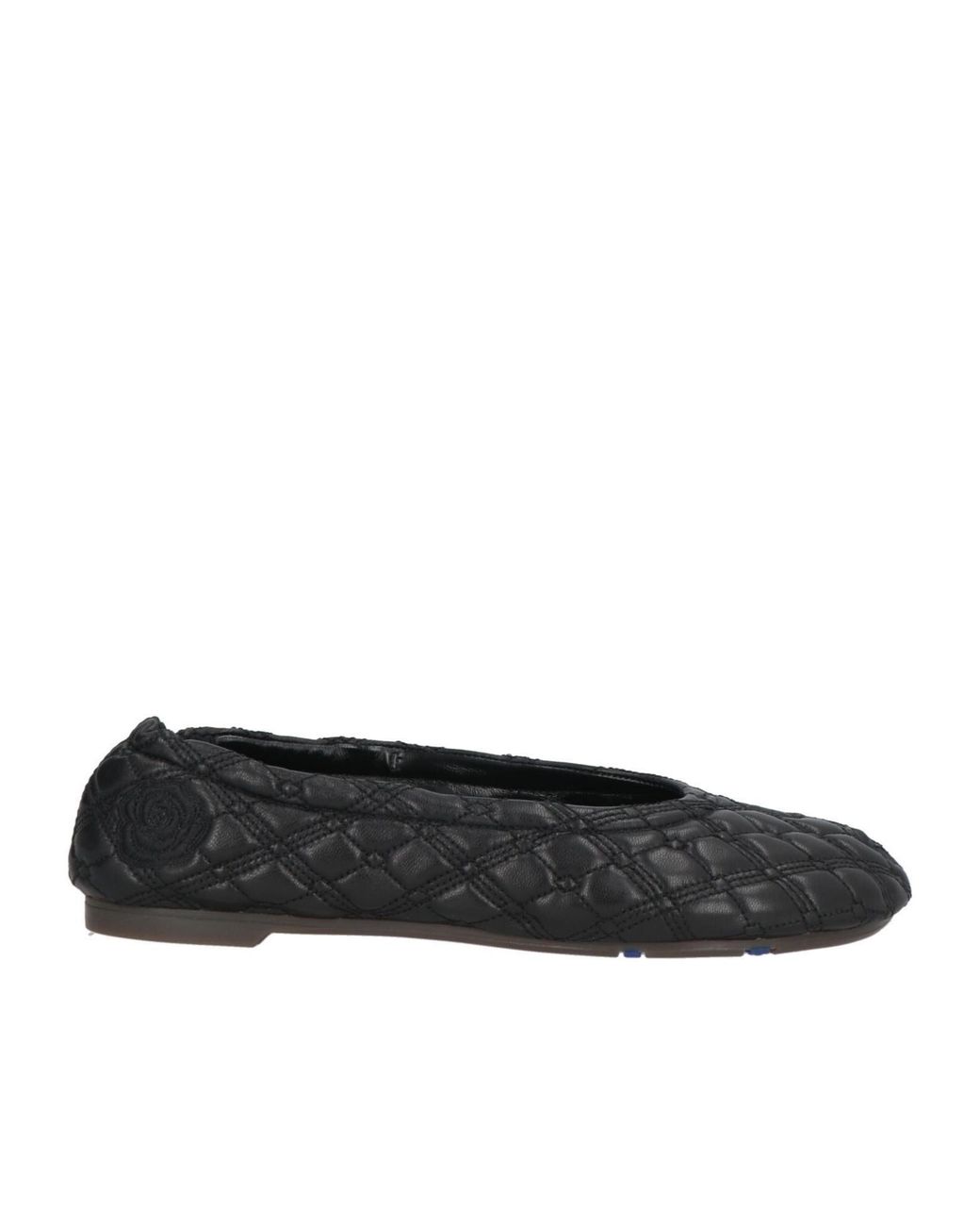 Burberry Black Leather Embroidered Ballet Flats